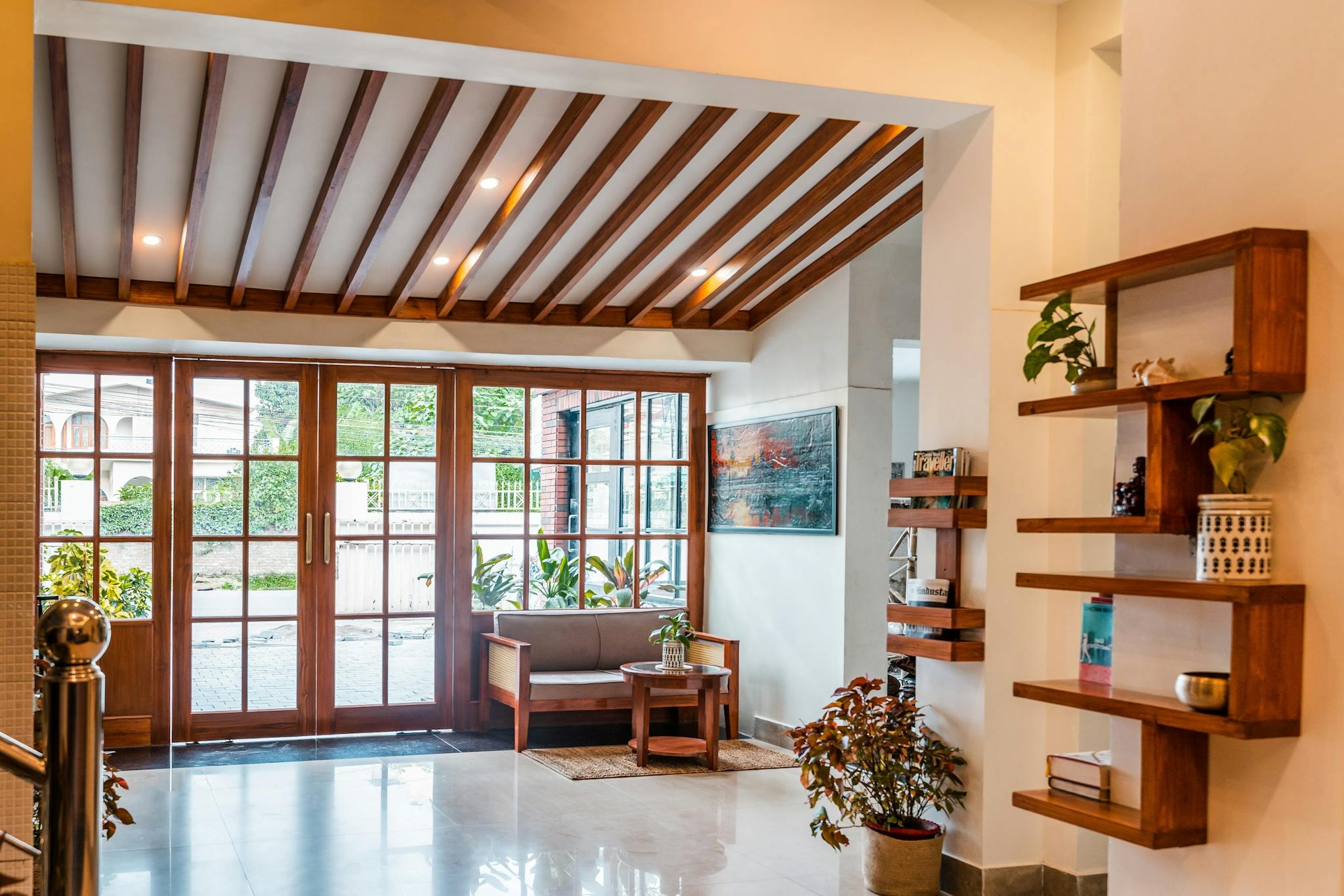 A Modern Interior Showcasing Wooden Elements Natural