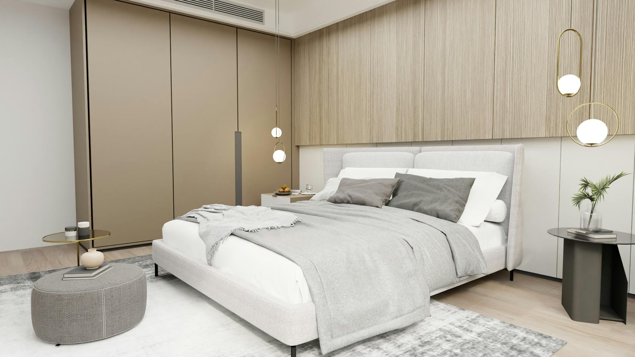 Luxurious And Cozy Modern Bedroom With A